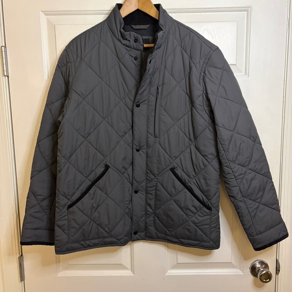 J Crew Mens L Mercantile Walker Quilted Barn Jacket Dark Gray Full Zip EXCELLANT - Picture 2 of 12